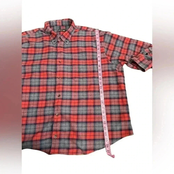 ORVIS 100% Cotton Red Gray Plaid Button Front Long Sleeve Flannel Men’s XXL - Picture 6 of 7